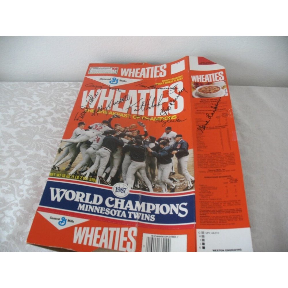 1987 Minnesota Twins World Series Wheaties Box With Signatures Rare.
